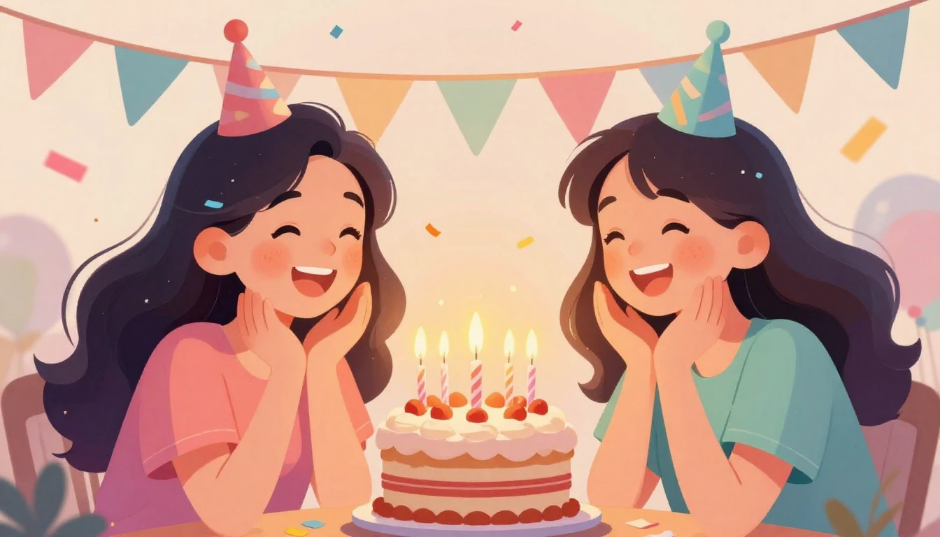 A heartwarming digital art illustration celebrating a birthd...