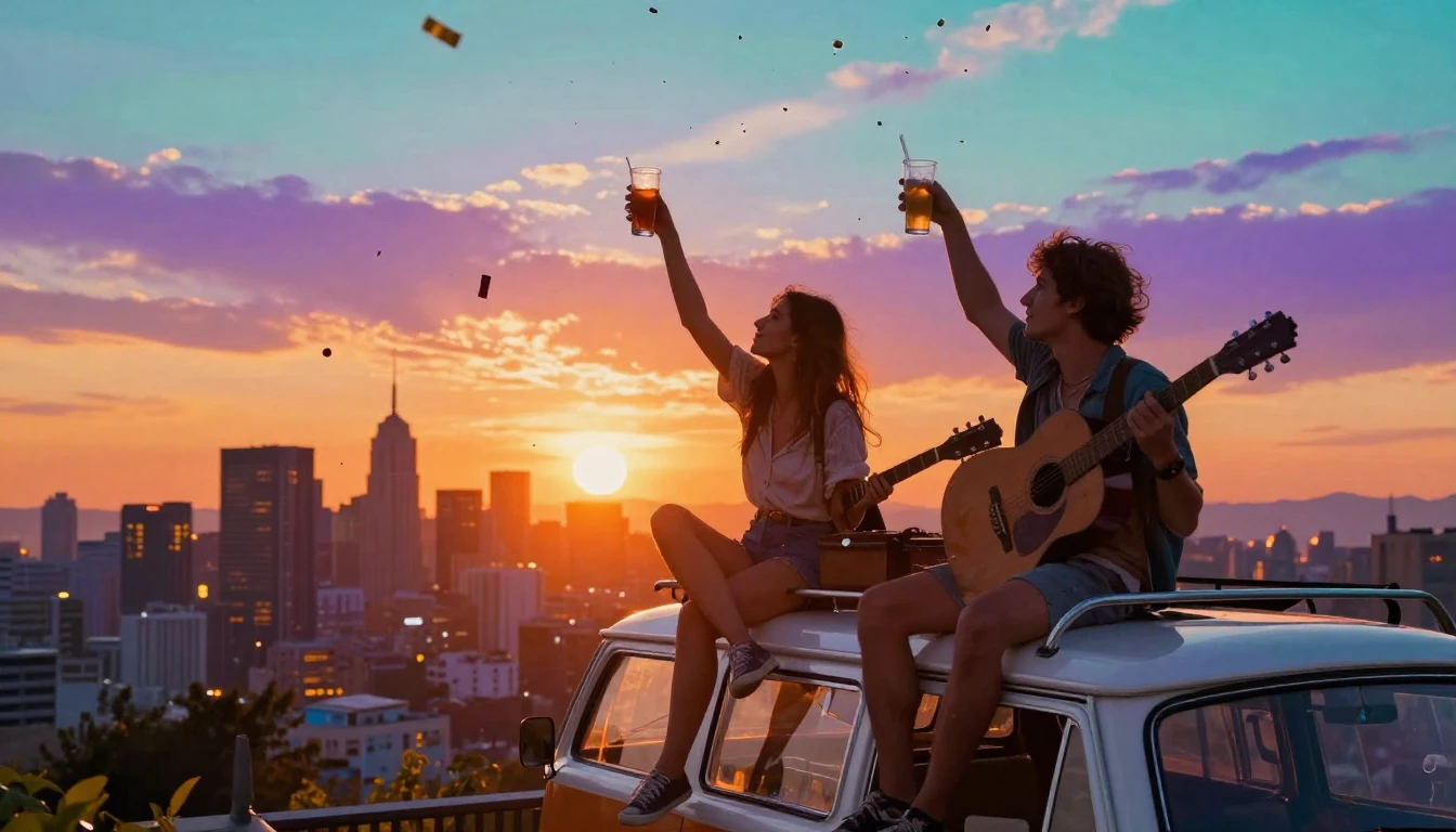 A vibrant and energetic digital artwork depicting two best f...