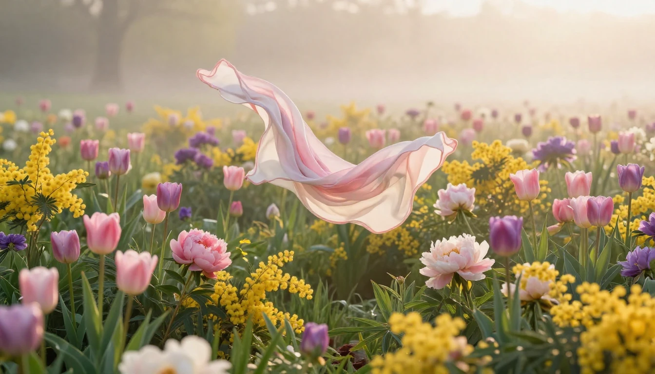 A breathtaking spring meadow filled with a vibrant variety o...