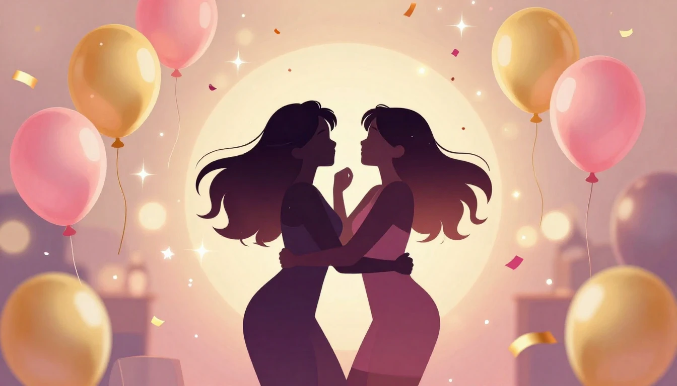 A vibrant and festive digital illustration of a birthday cel...