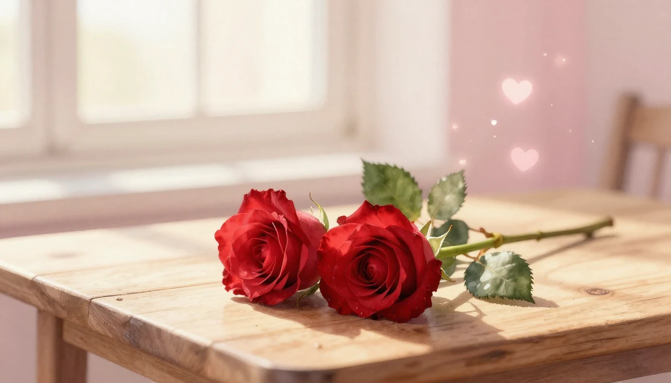 A beautiful watercolor painting of two delicate red roses in...