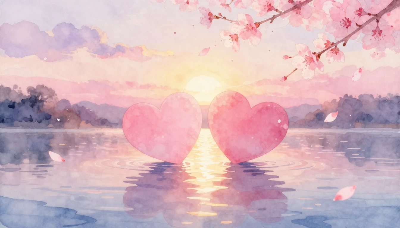 A beautiful and ethereal watercolor painting depicting two s...