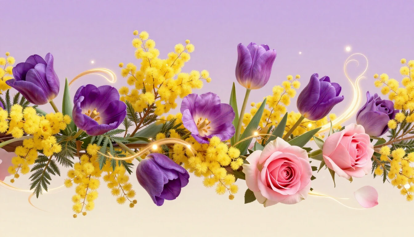 A vibrant and artistic composition featuring a variety of bl...