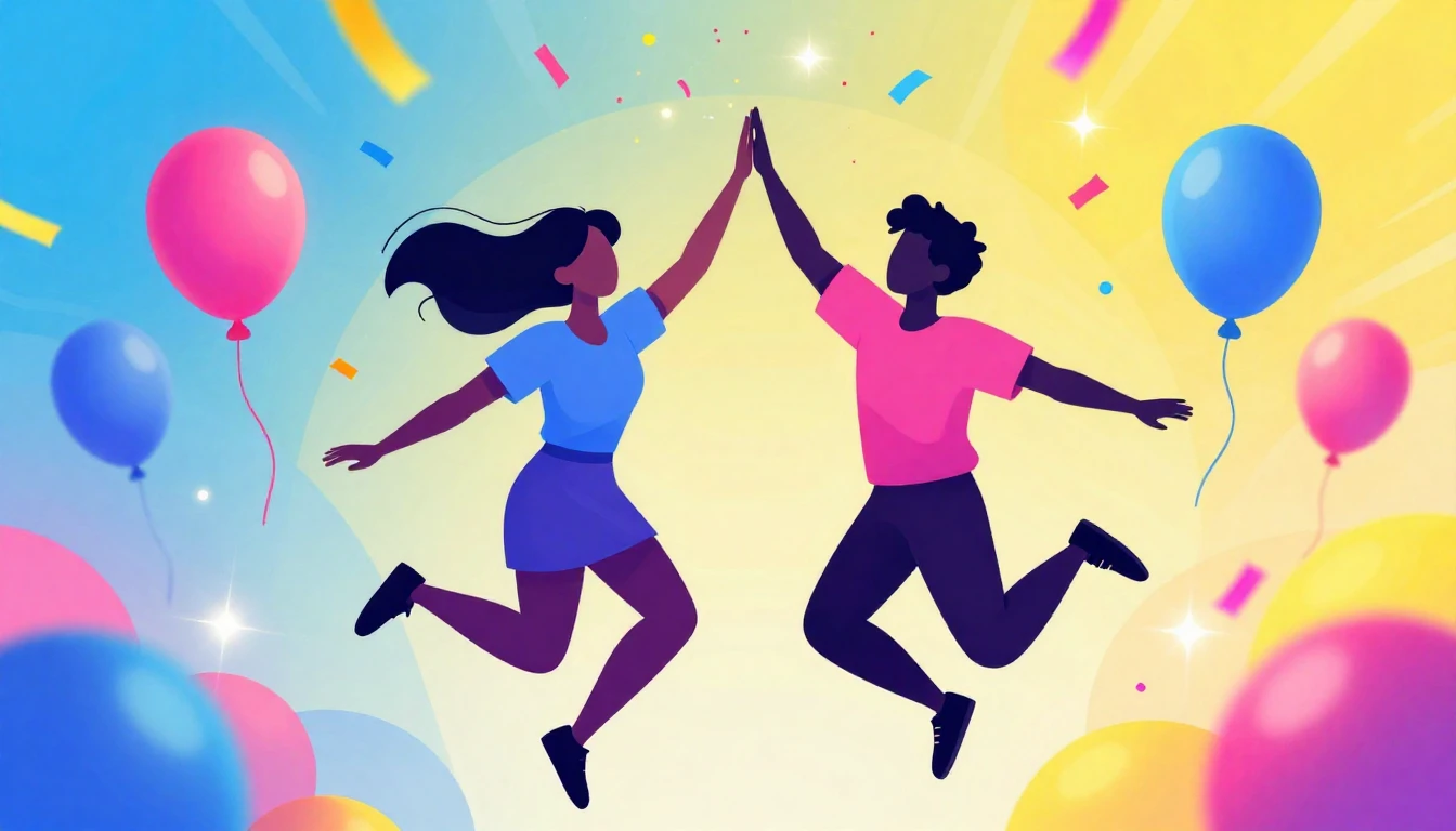 A vibrant and energetic digital illustration of a birthday c...