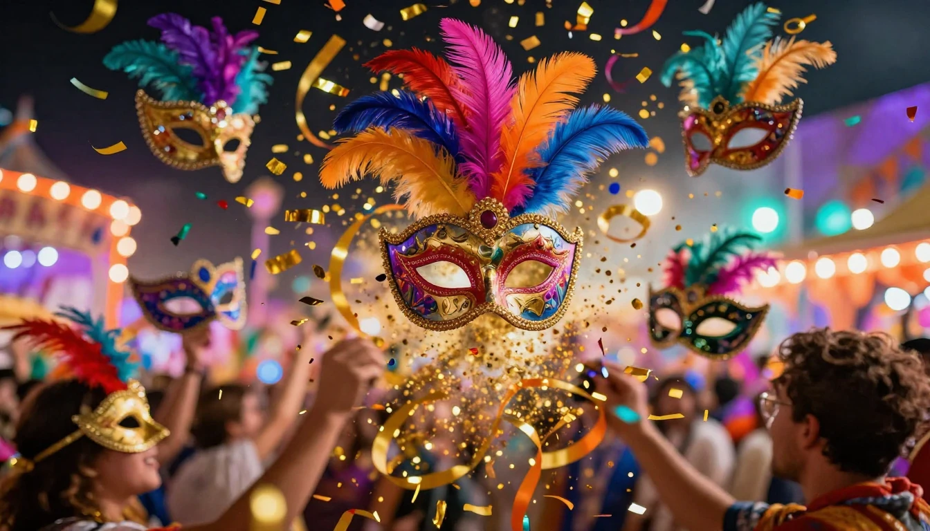 A festive explosion of colors representing a grand carnival ...