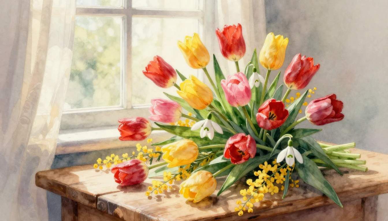 A soft and elegant watercolor painting representing Internat...