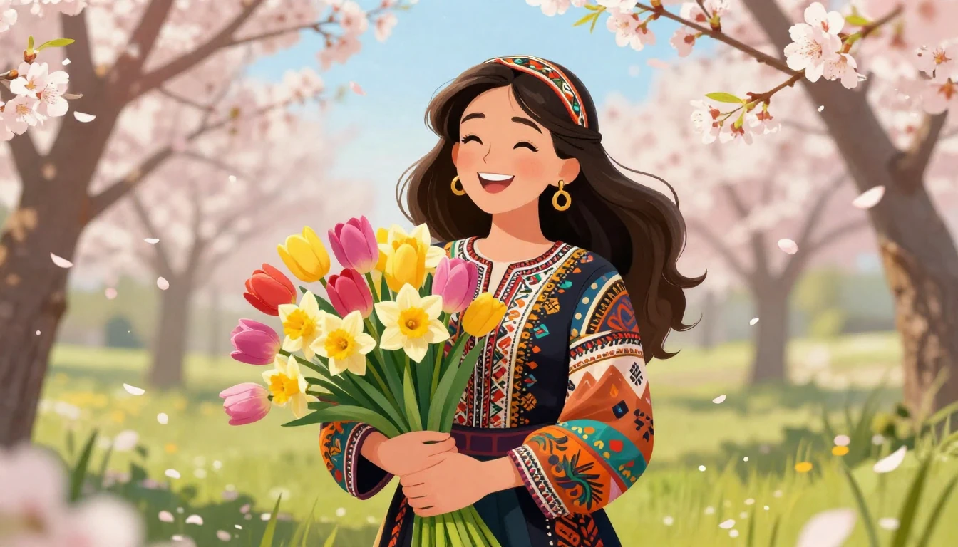 A warm and cheerful illustration celebrating Mother's Day on...