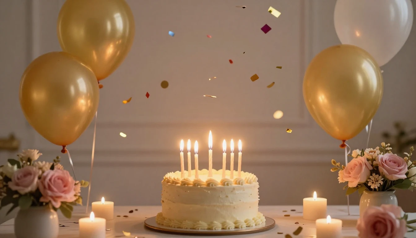 A festive and elegant birthday celebration background, a bea...