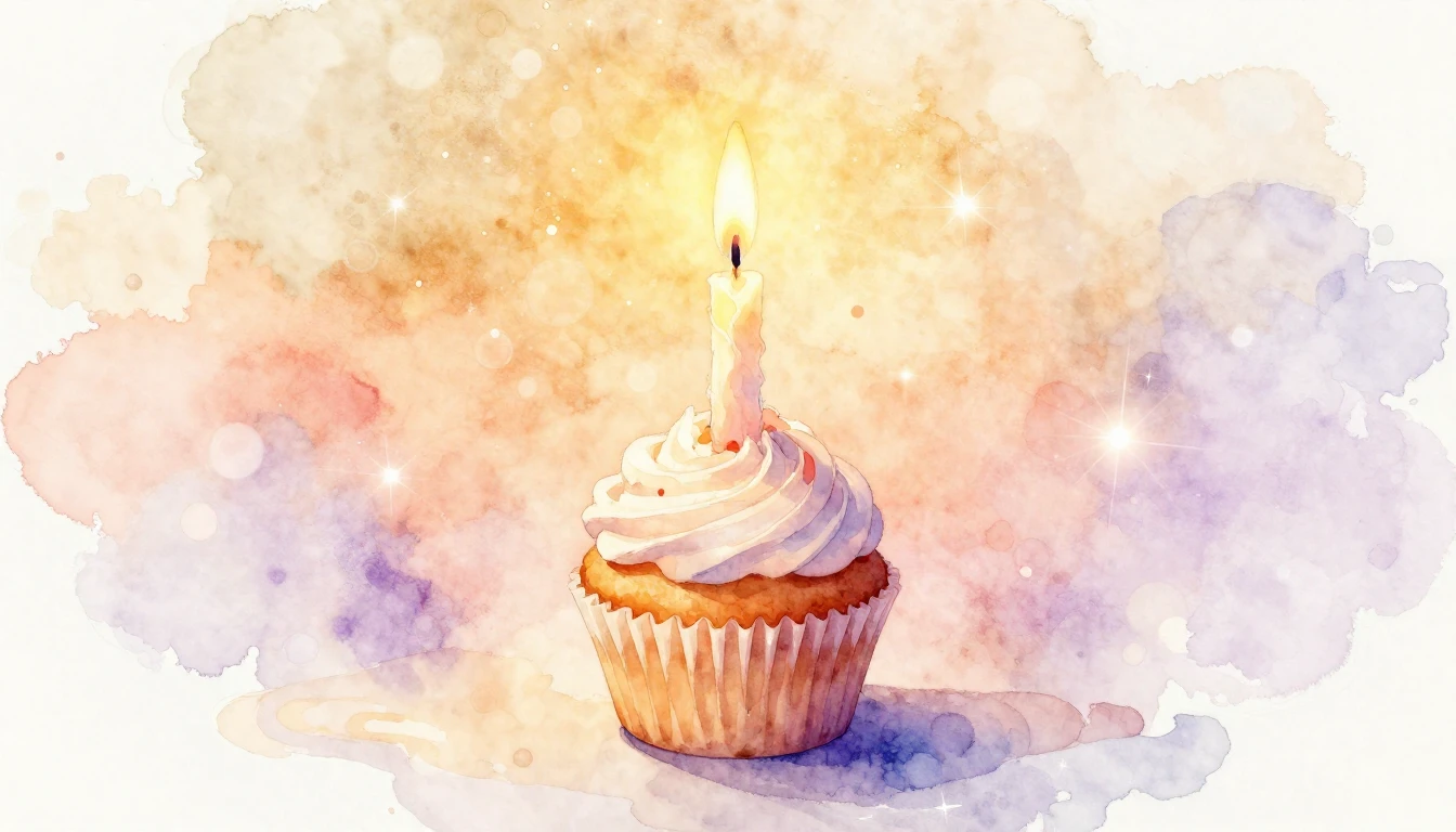 A soft watercolor painting of a single elegant candle glowin...