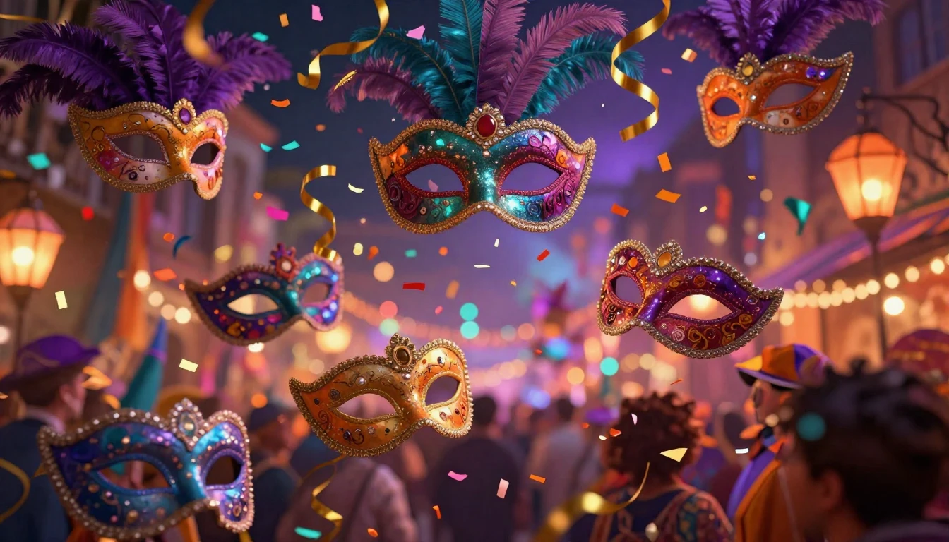 A breathtaking digital art piece depicting a festive carniva...