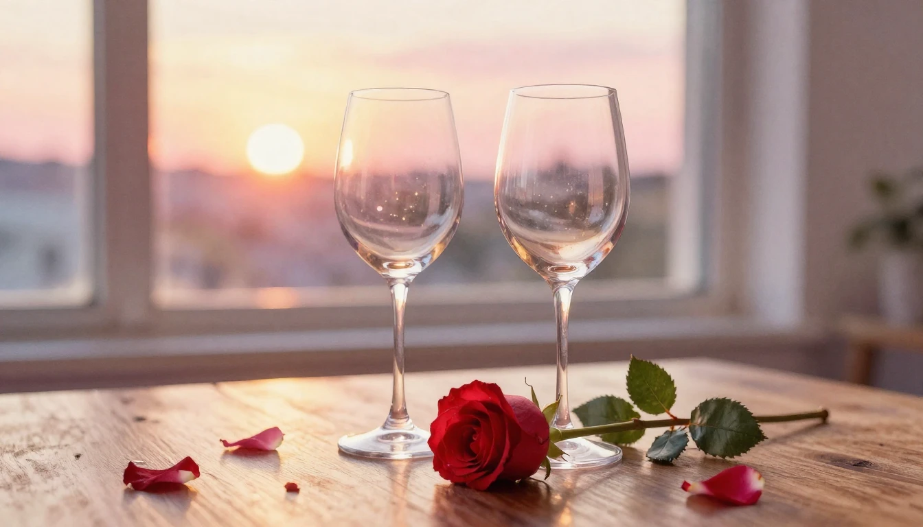 A beautiful watercolor painting of two elegant wine glasses ...