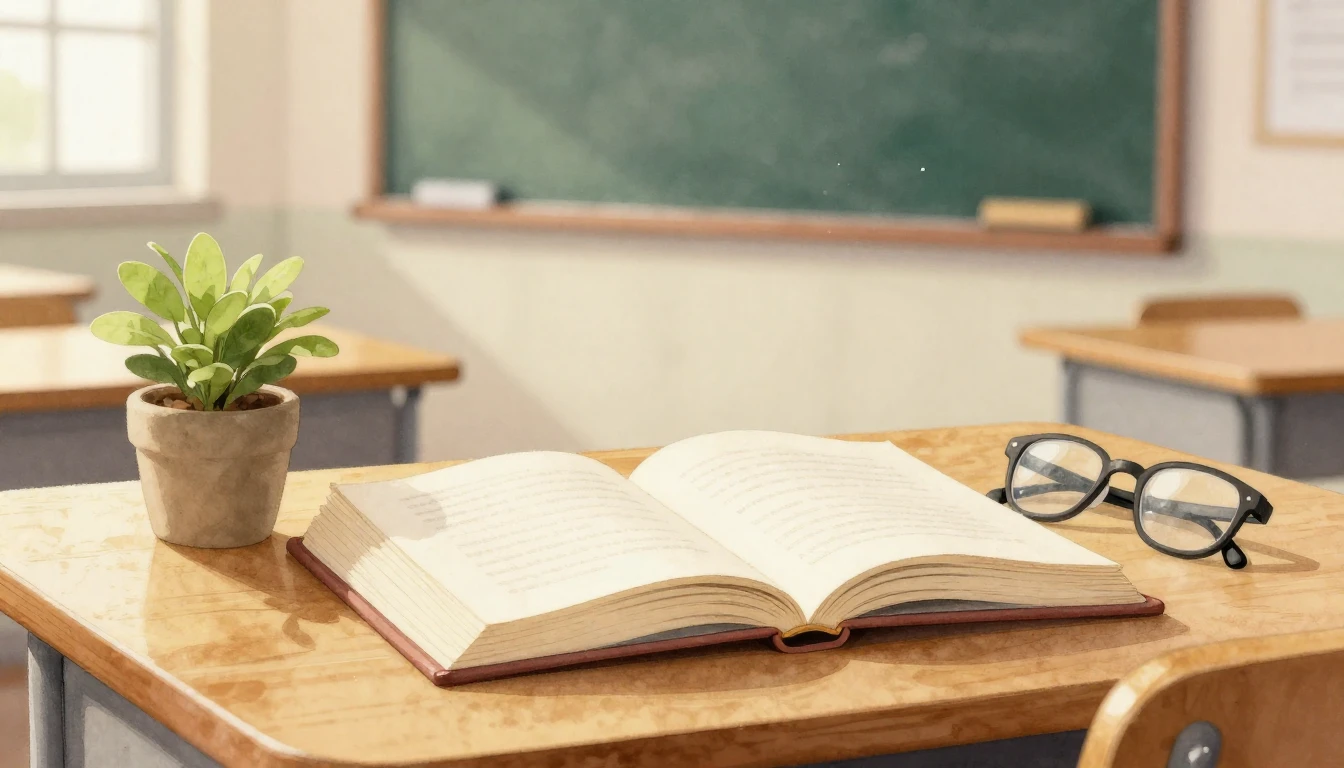 A beautiful watercolor illustration of an open book on a woo...