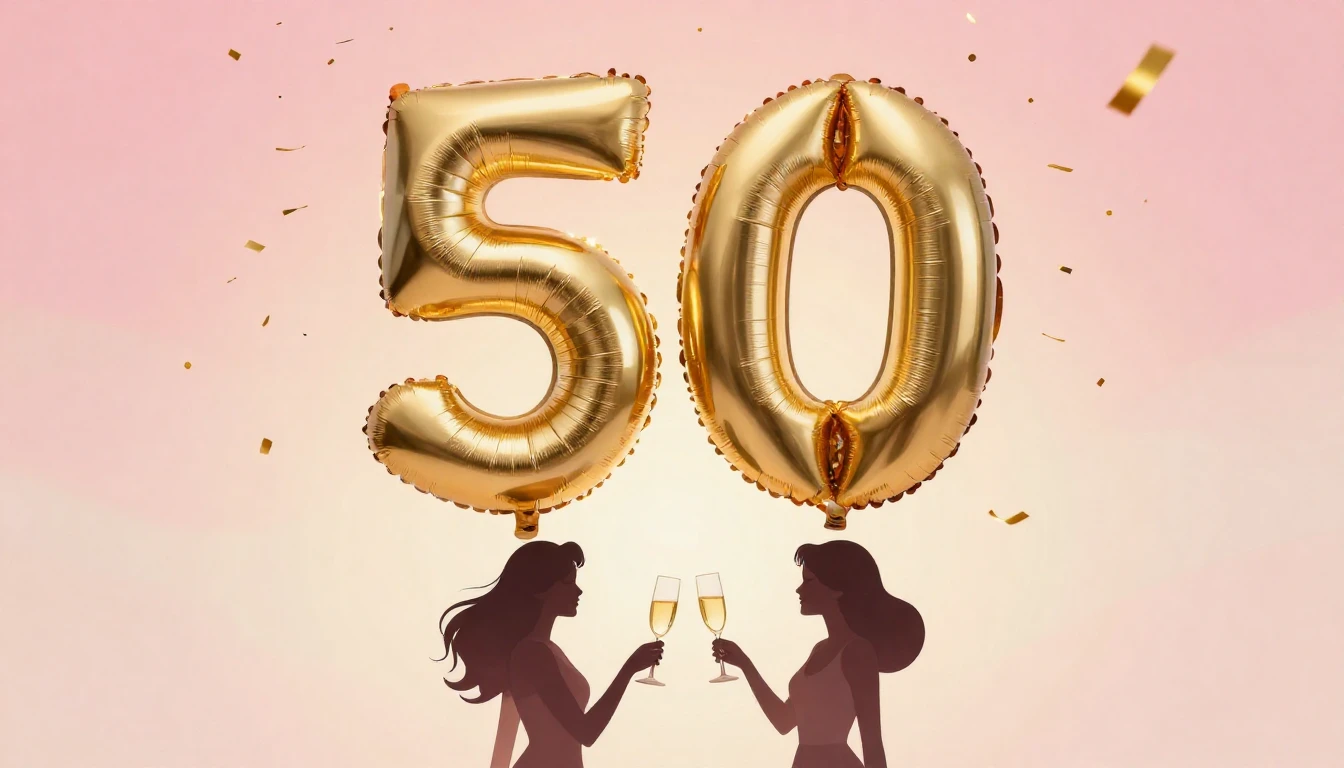 A vibrant and elegant album cover celebrating a 50th birthda...