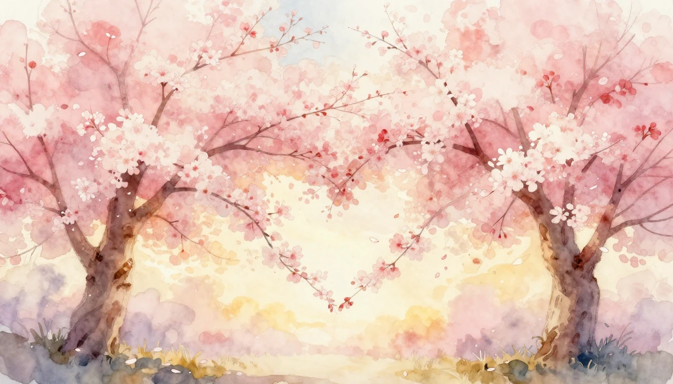 A dreamlike and ethereal watercolor painting of two delicate...