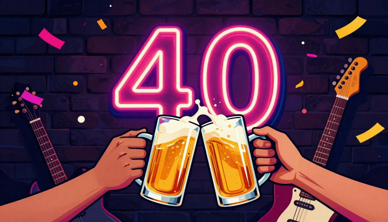 A vibrant and energetic party scene celebrating a 40th birth...