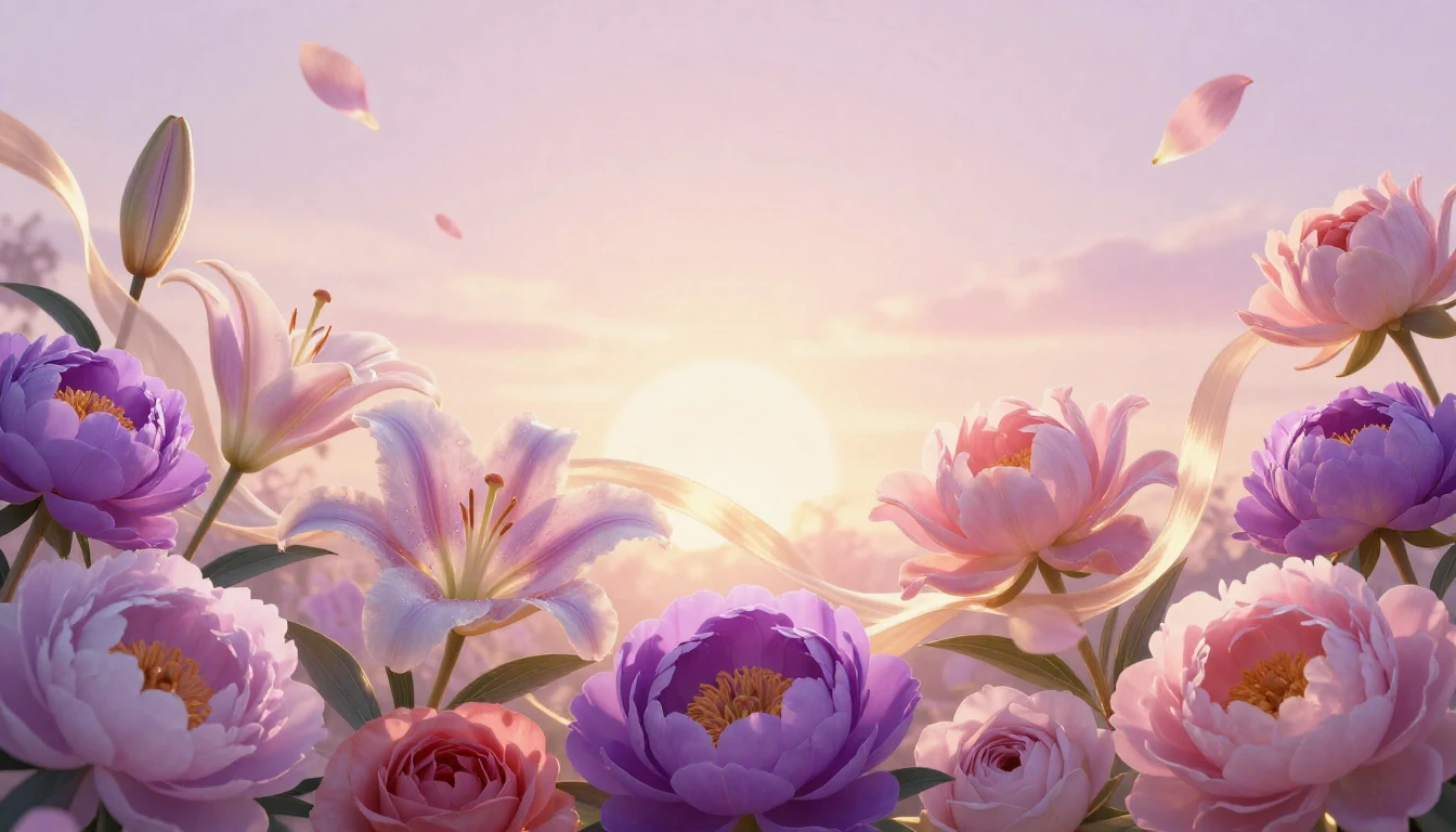 A vibrant and elegant composition featuring a variety of blo...