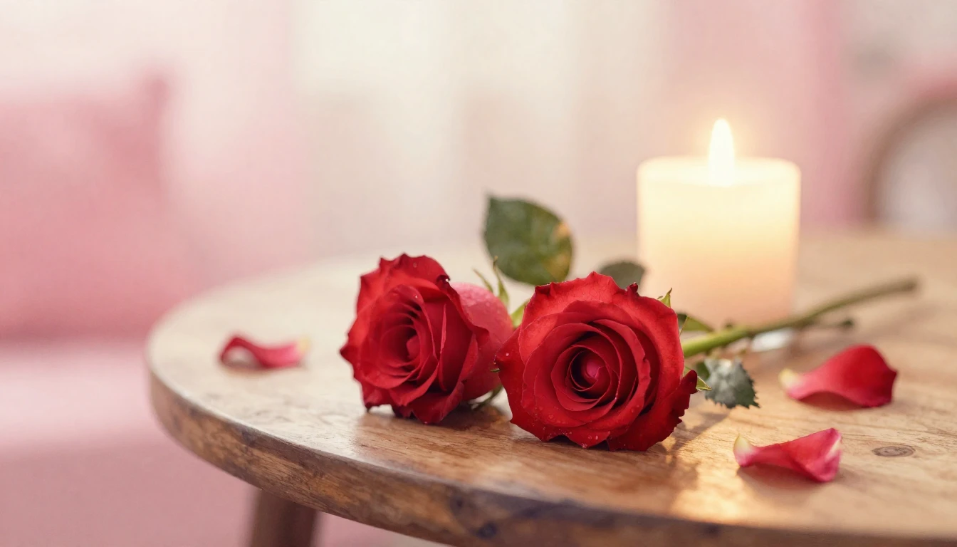 A beautiful watercolor painting of two delicate red roses re...