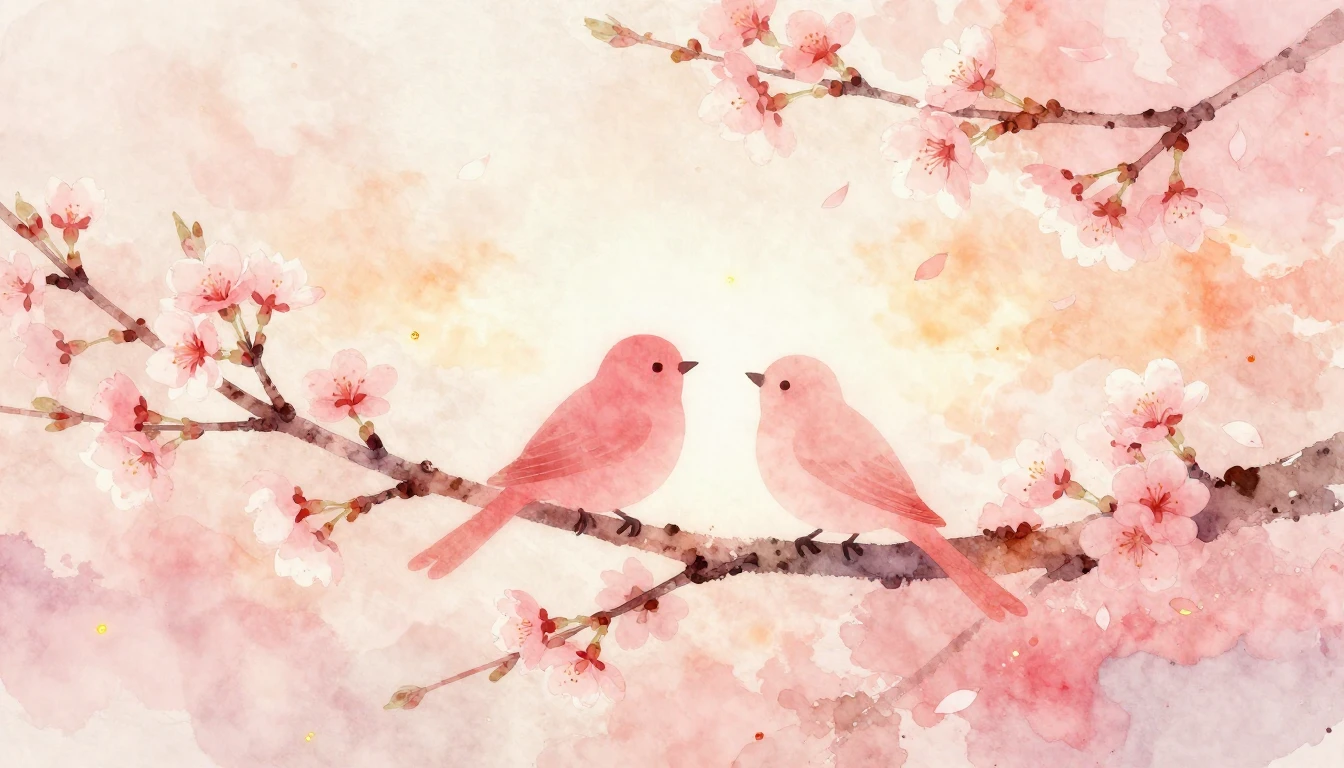 A delicate watercolor painting depicting two stylized silhou...