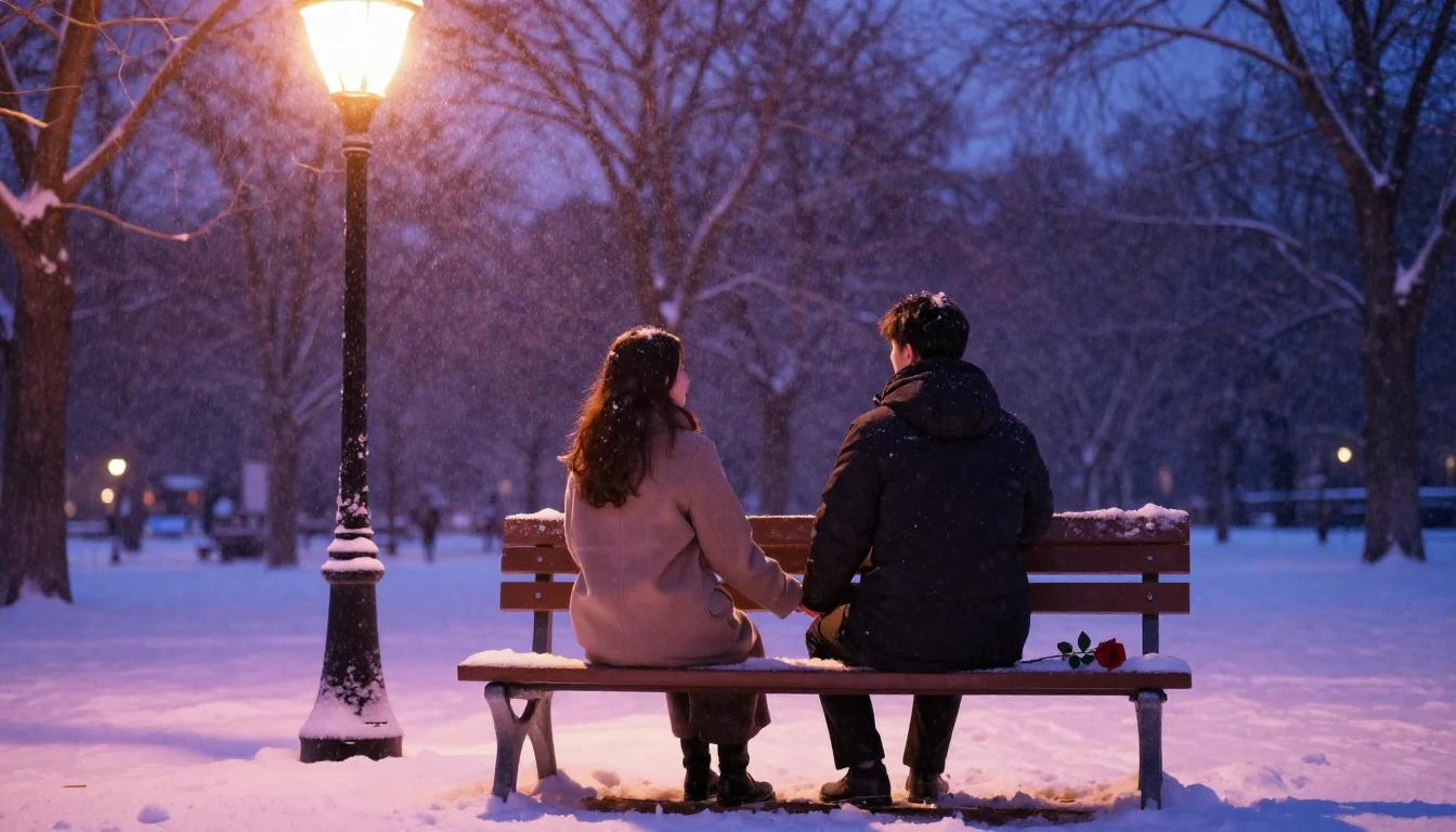 A romantic and intimate scene of a couple holding hands on a...