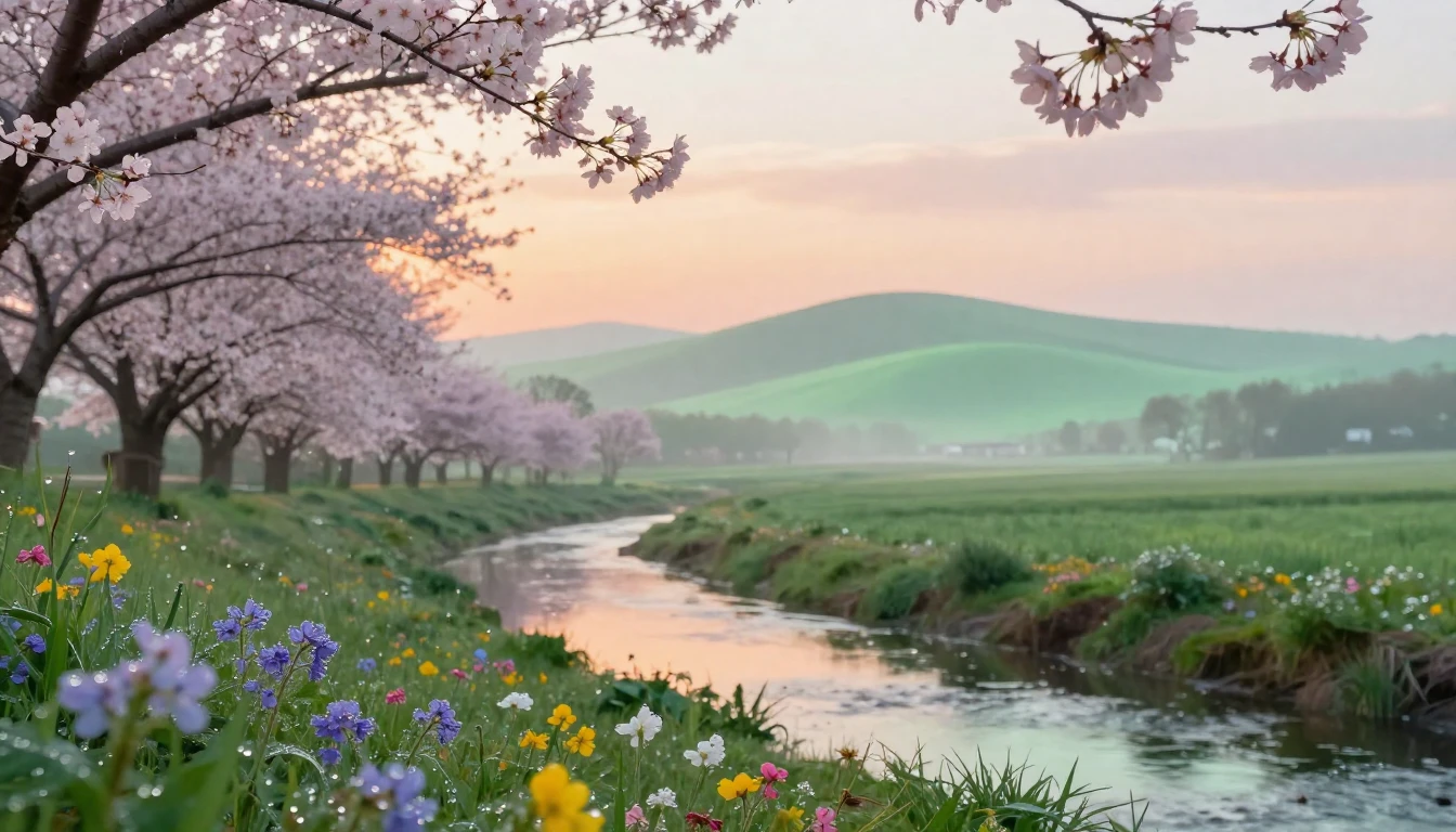 A serene and breathtaking landscape during the golden hour o...