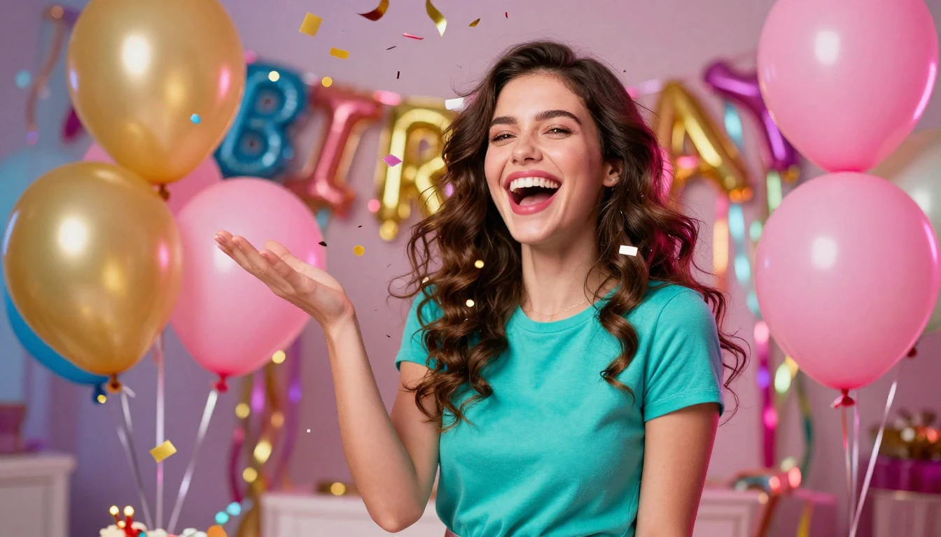 A vibrant and colorful birthday celebration scene featuring ...