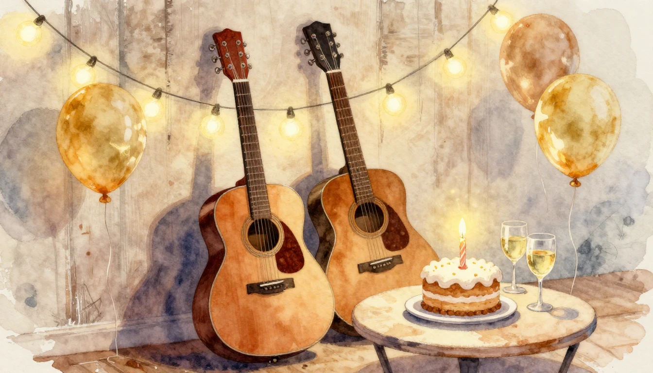 A heartwarming watercolor painting of a vintage birthday cel...