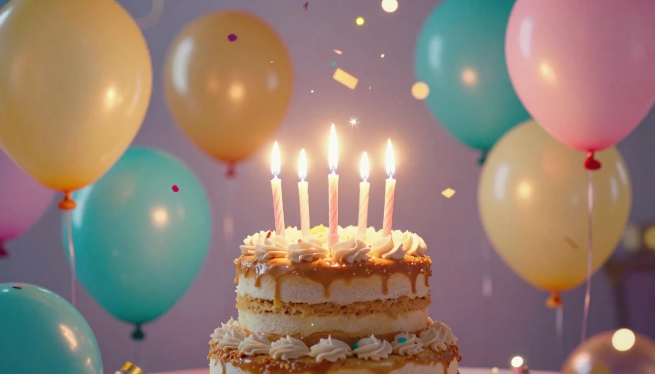 A vibrant and festive birthday celebration concept art. In t...