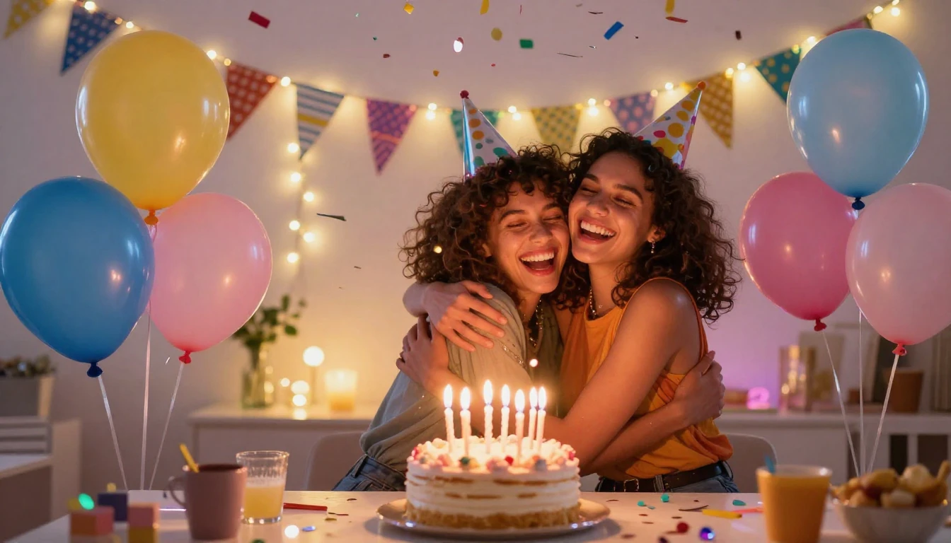 A vibrant and joyful birthday celebration scene for a best f...