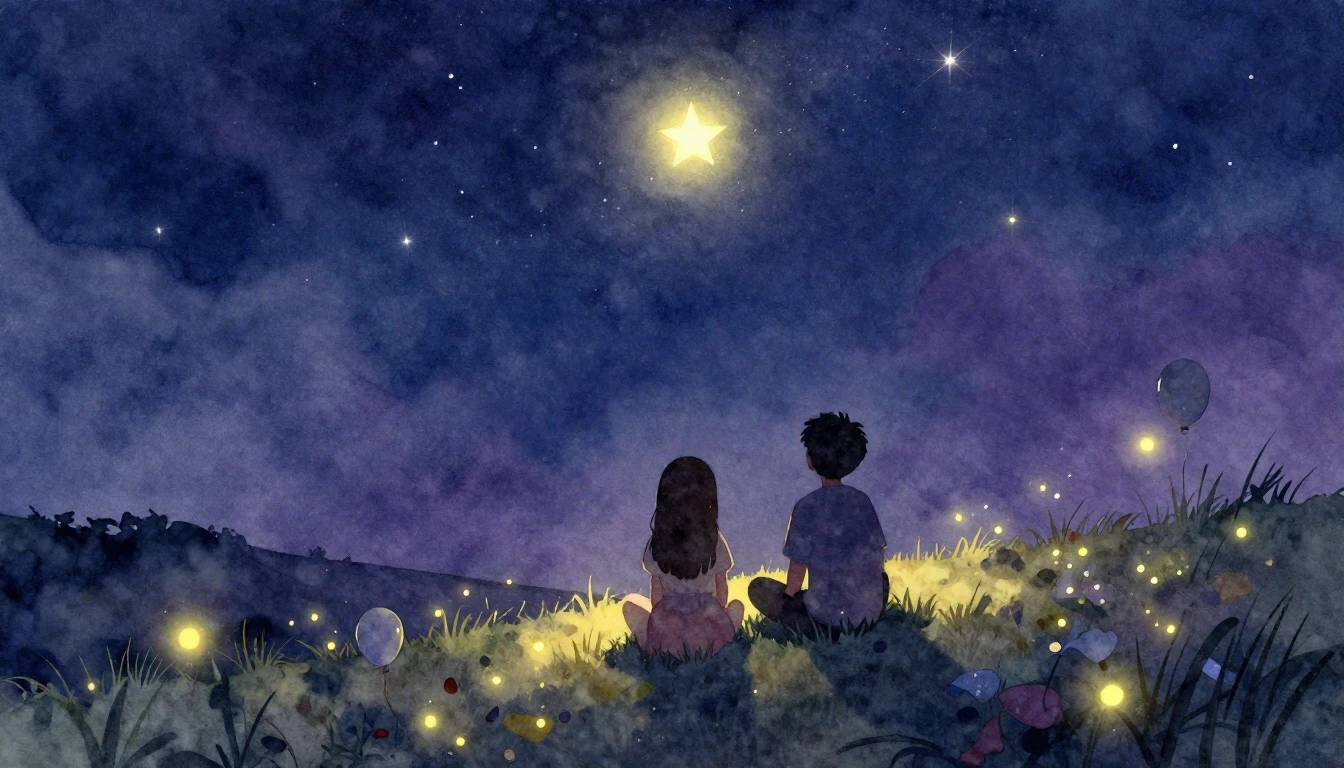 A warm and nostalgic watercolor illustration depicting two s...