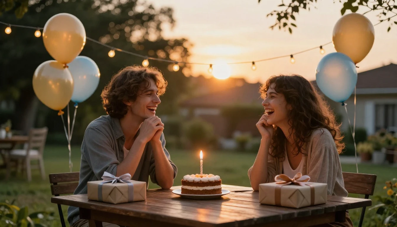 A heartwarming and festive scene celebrating friendship. Two...