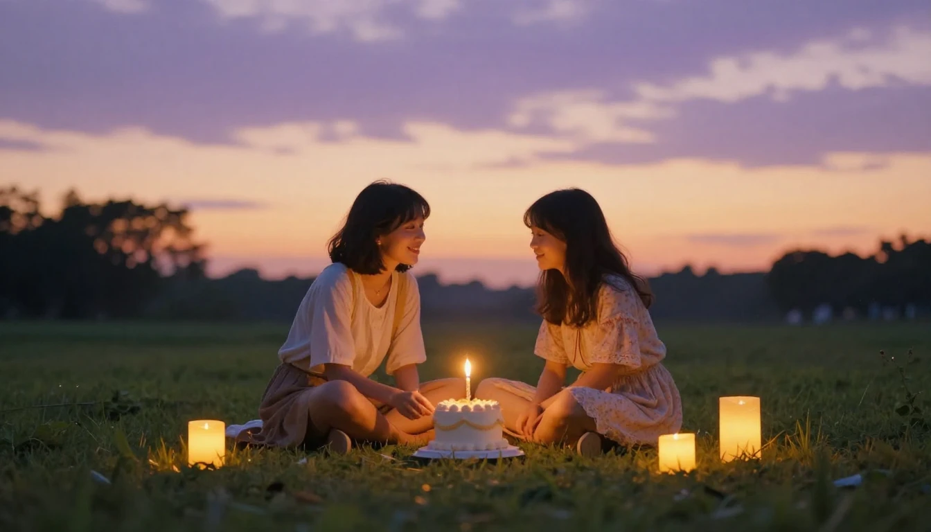 A warm and nostalgic scene featuring two close friends sitti...