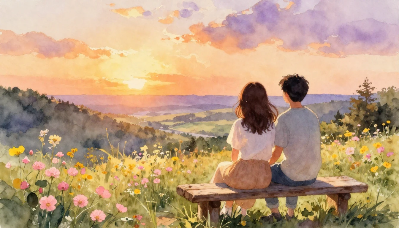 A beautiful watercolor painting depicting two best friends s...