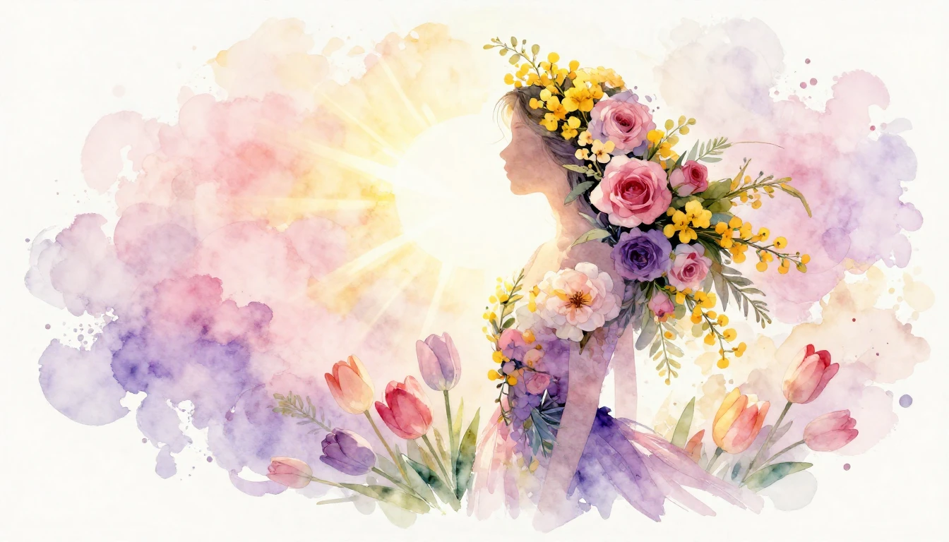 A beautiful, soft watercolor illustration celebrating Intern...