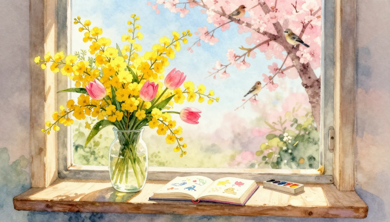 A soft and whimsical watercolor illustration capturing the e...