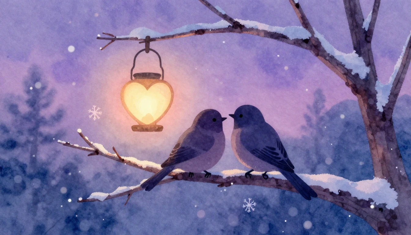 A soft and romantic watercolor illustration depicting two si...