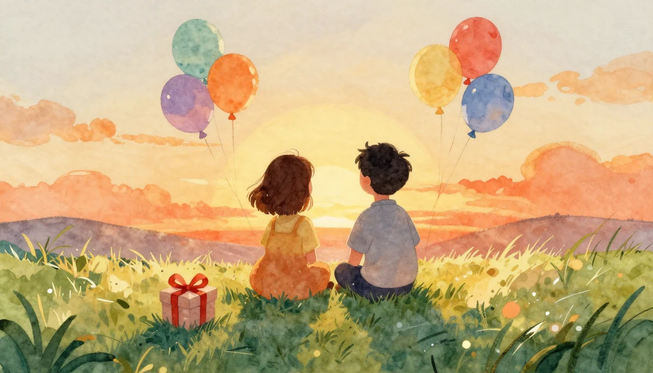 A heartwarming and vibrant watercolor illustration depicted ...
