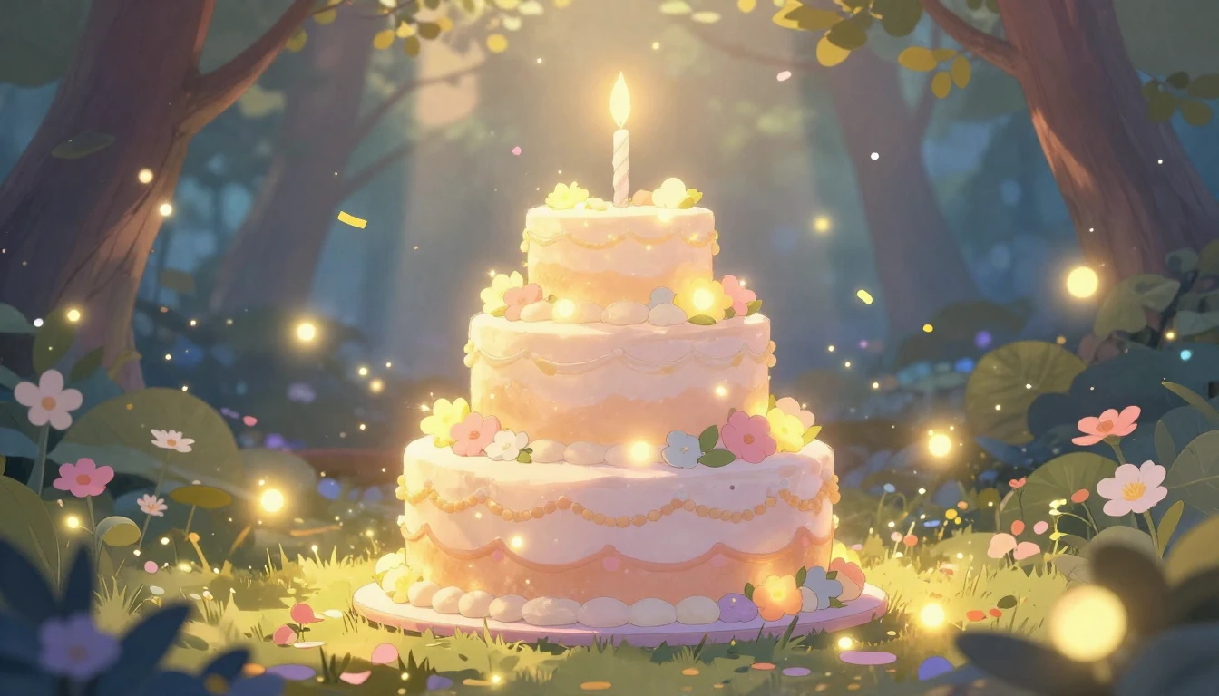 A beautiful and magical birthday celebration scene without a...