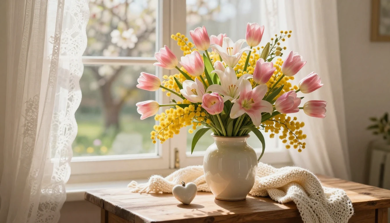 A beautiful and serene composition featuring a large, vibran...