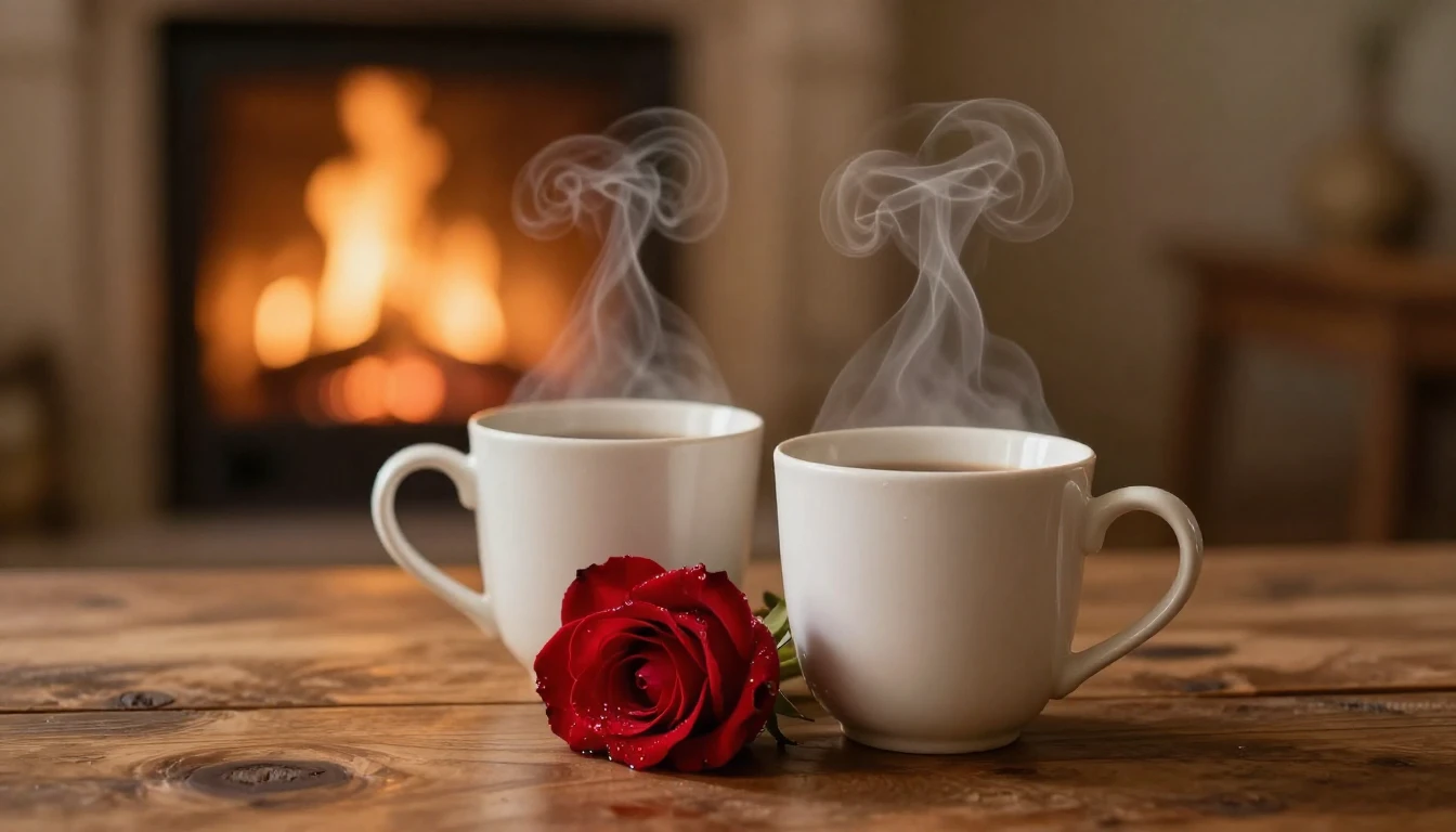 A serene and romantic indoor setting captured in soft, ether...