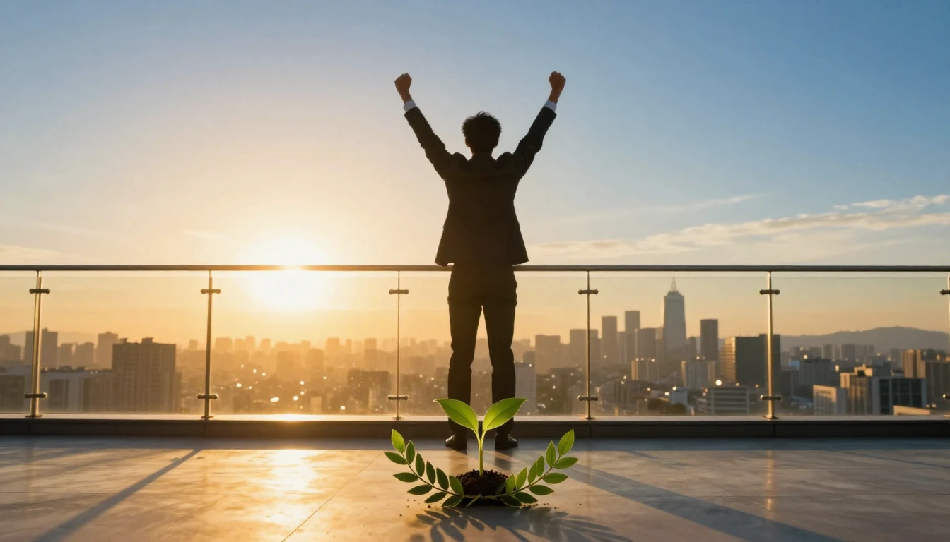 An inspiring scene symbolizing professional growth and succe...