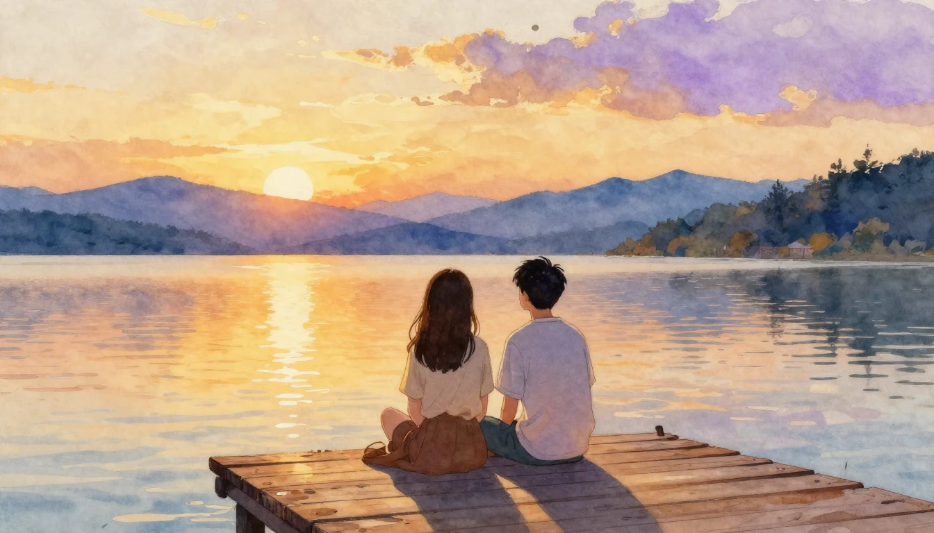 A warm and heartwarming watercolor painting of two best frie...