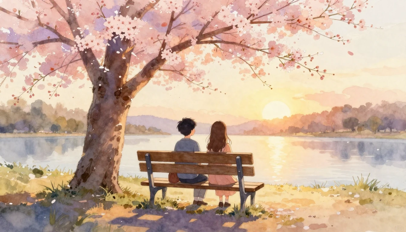 A dreamy watercolor painting of two close friends sitting to...