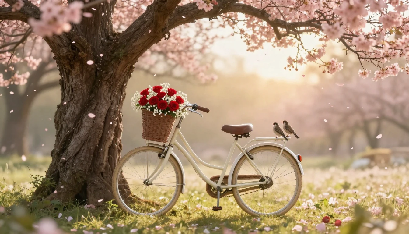 A soft and dreamy romantic composition featuring a vintage b...