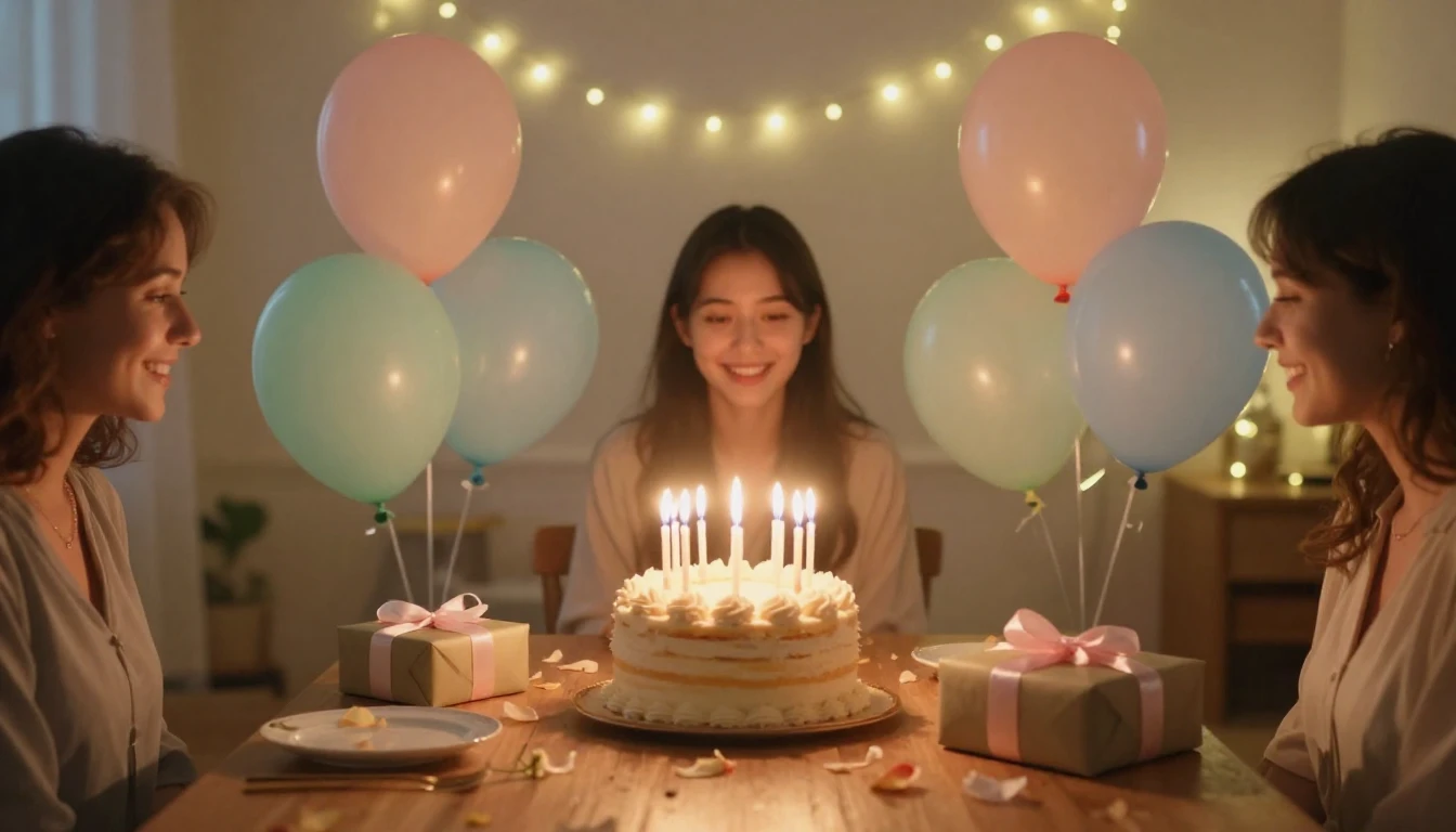 A warm and inviting scene depicting a celebration of friends...