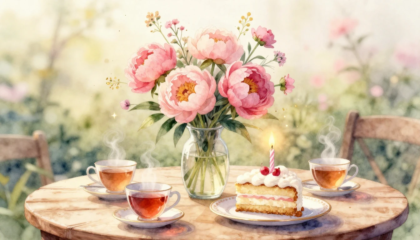 A beautiful watercolor illustration of a festive and cozy ce...