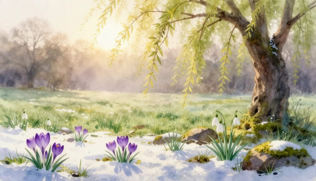 A breathtaking spring landscape at sunrise, capturing the ve...