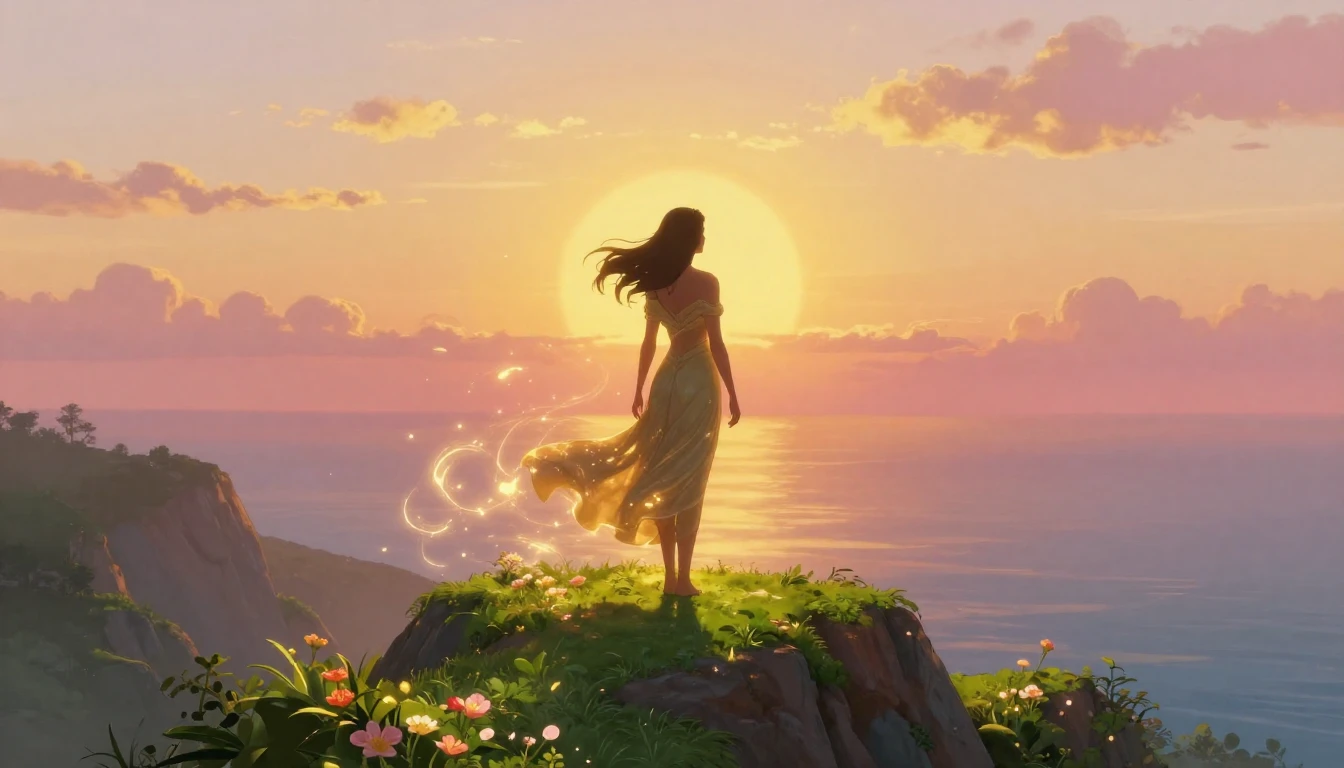 A vibrant digital painting of a graceful yet powerful silhou...