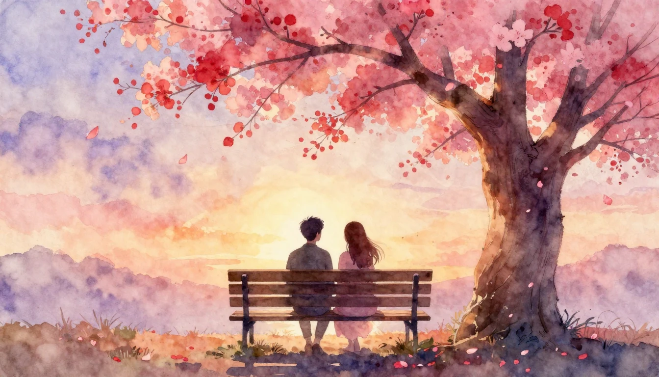 A soft and romantic watercolor painting symbolizing eternal ...