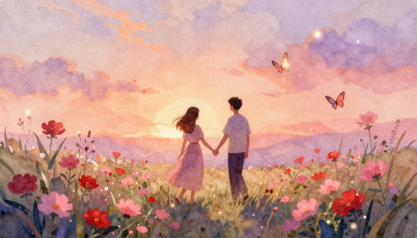 A romantic and ethereal watercolor painting depicting a cozy...