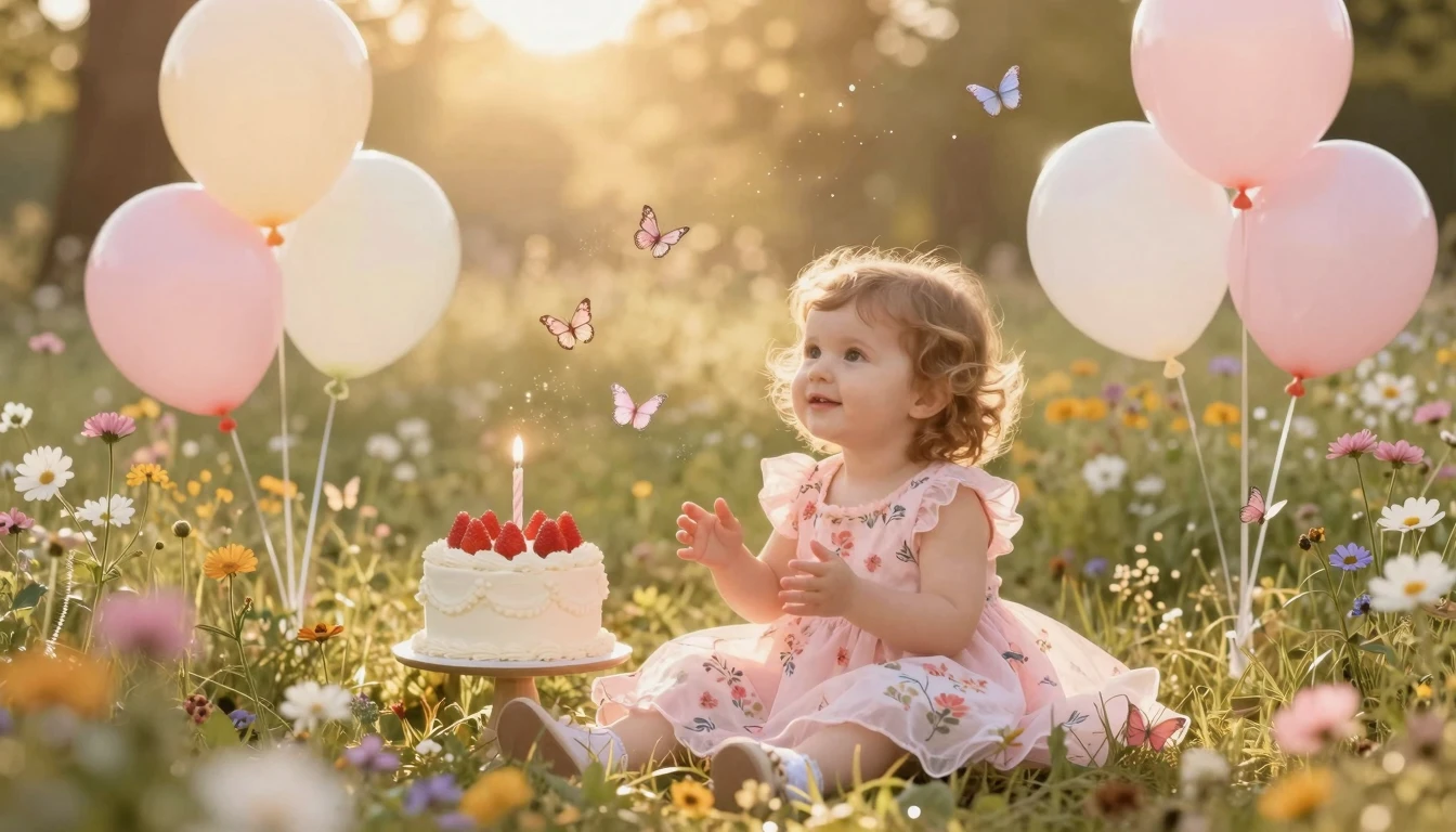 A dreamy and magical scene celebrating a little girl's first...